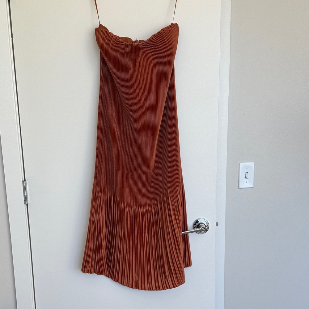 Abercrombie & Fitch Terracotta Pleated Midi Dress